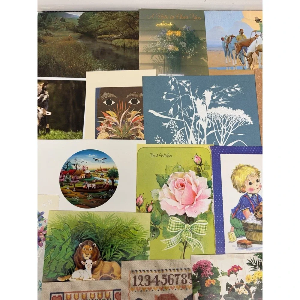 Vintage Thinking of You Cards Fronts ONLY Scrapbooking Crafts Lot of 50+